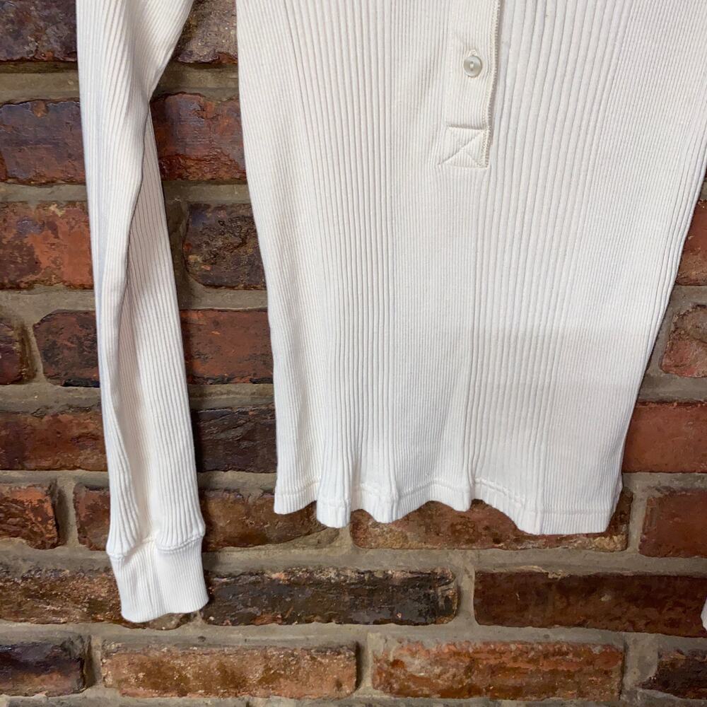Aerie Road Trip Cream Ribbed Knit Long Sleeve Henley Top Women's Size Small - Picture 4 of 6
